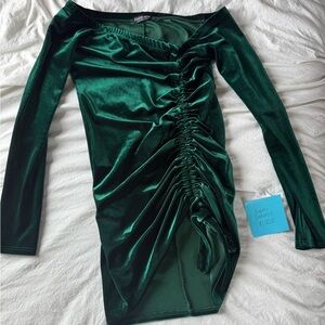 Elegant Green Velvet Dress